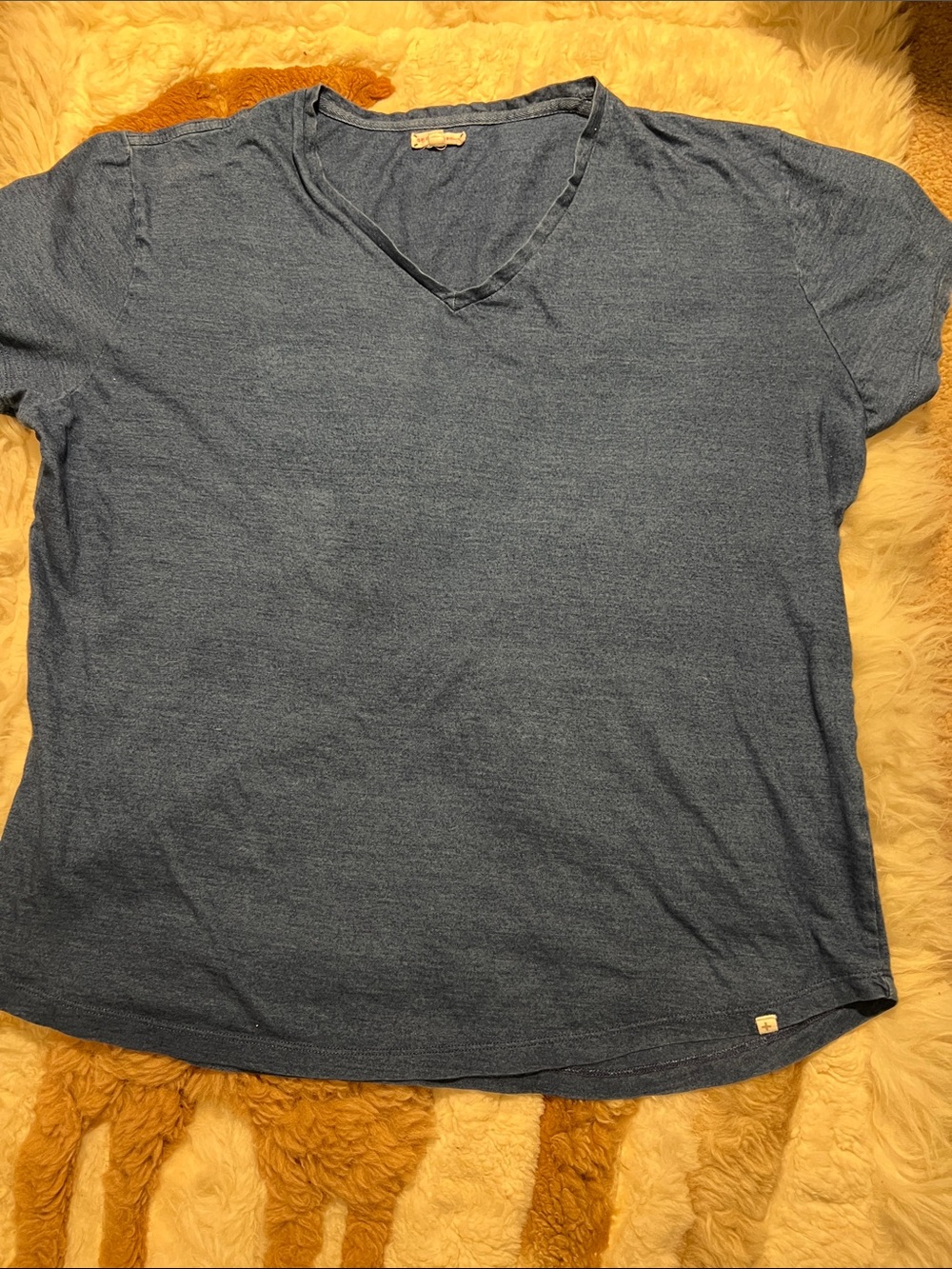 Orlebar Brown Denim V Neck T Shirt mens XL Blue Short Sleeve Casual Top